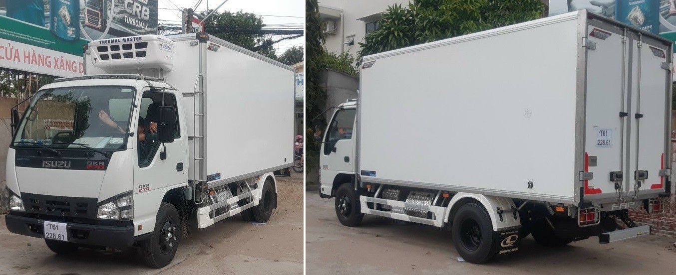 Camion Isuzu 1T9 frigorifique Quyen Auto avec caisse de haute qualité et porte latérale pratique