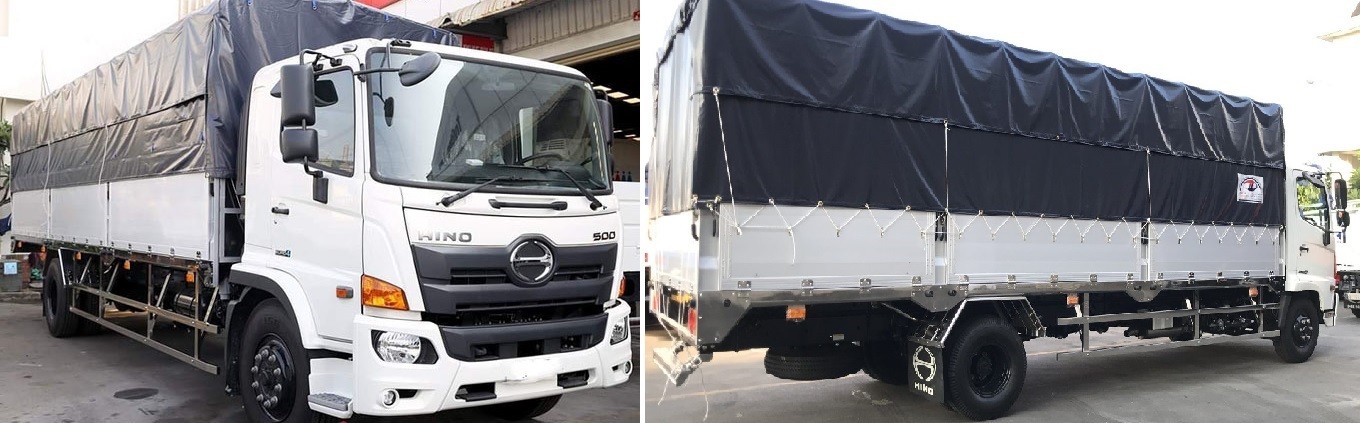 Xe tải Hino 9t4 thùng mui bạt chở hàng hóa đa dạng