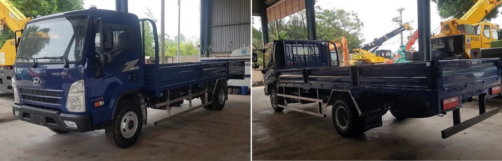 Camion Hyundai 8 tonnes plateau transportant des matériaux de construction et des marchandises encombrantes