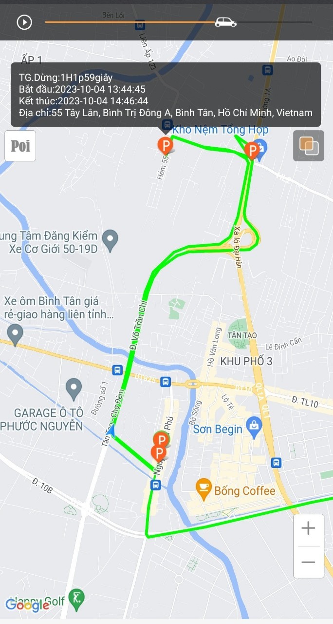 Xem lại lịch sử hành trình xe tải trên ứng dụng định vị