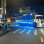 Hiện trường vụ tai nạn giữa xe tải và xe máy.