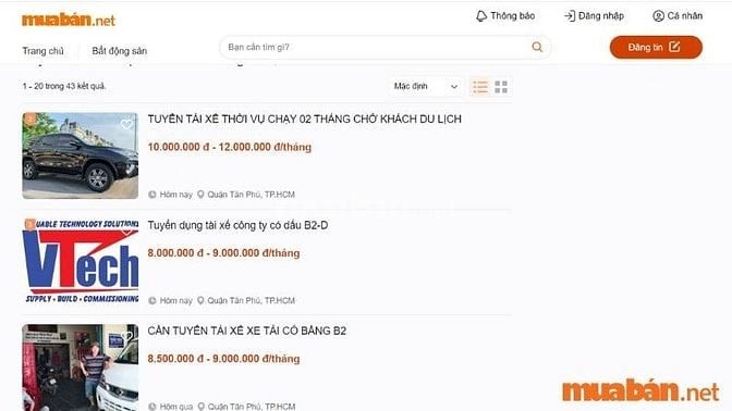 Tìm việc làm tài xế xe tải uy tín