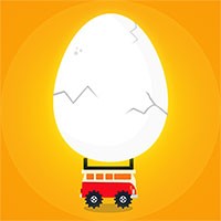 alt text: Màn hình game xe tải chở trứng với địa hình đồi núi.
