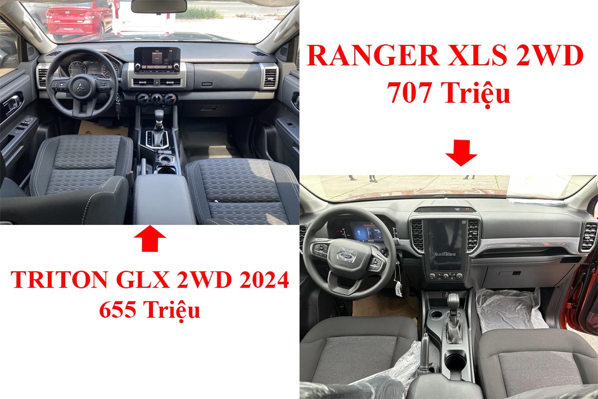 So sánh nội thất Triton GLX và Ranger XLS