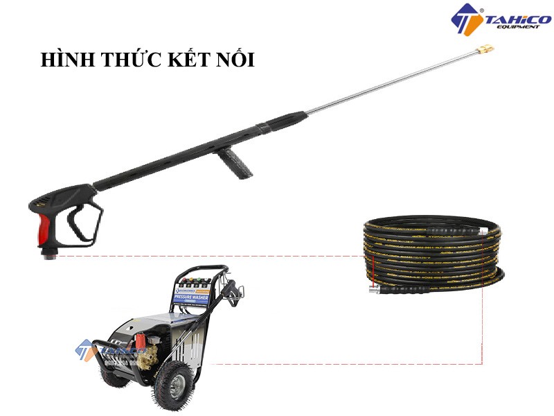 Súng kết nối với dây và máy rửa xe