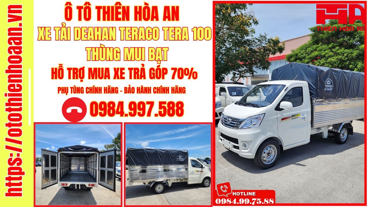 alt text: Xe tải Teraco 100s thùng mui bạt