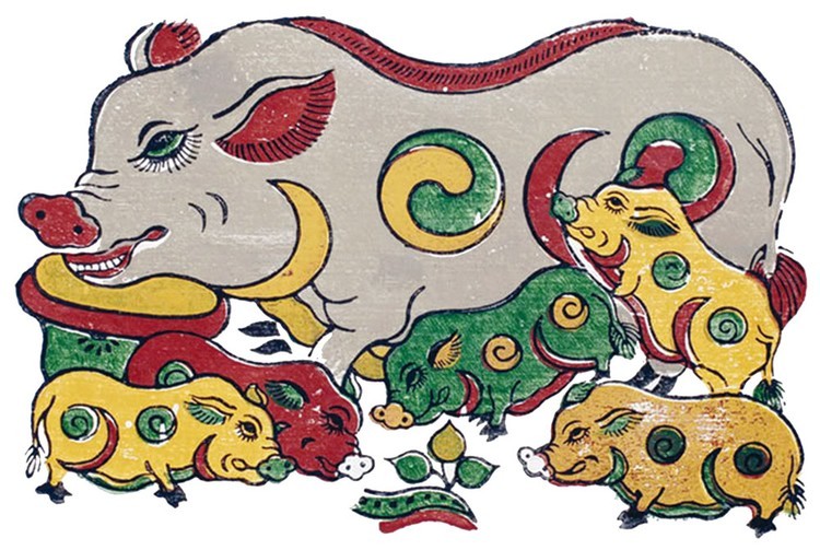 Hình ảnh con lợn âm dương trong tranh dân gian Đông Hồ