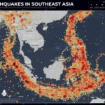 Bản đồ địa chấn Đông Nam Á thể hiện rõ các khu vực có nguy cơ cao, trong đó Indonesia và Philippines là những điểm nóng về động đất do vị trí địa lý nằm trên Vành đai lửa Thái Bình Dương.