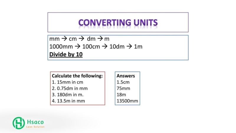 So sánh các đơn vị đo lường: km, m, dm, cm, mm