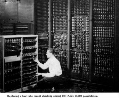 Hình ảnh các kỹ sư đang lập trình cho máy tính ENIAC