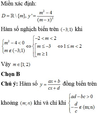 Đồ thị hàm số nghịch biến