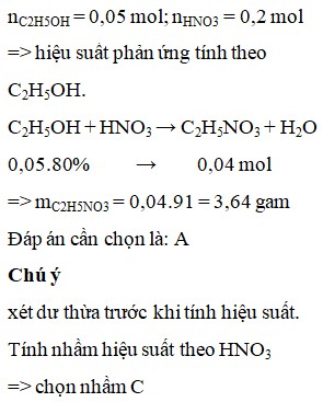 Phản ứng C2H5OH + HNO3 tạo ra Nitroethane