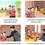 Cậu bé Vũ Duệ cõng em nghe giảng bài