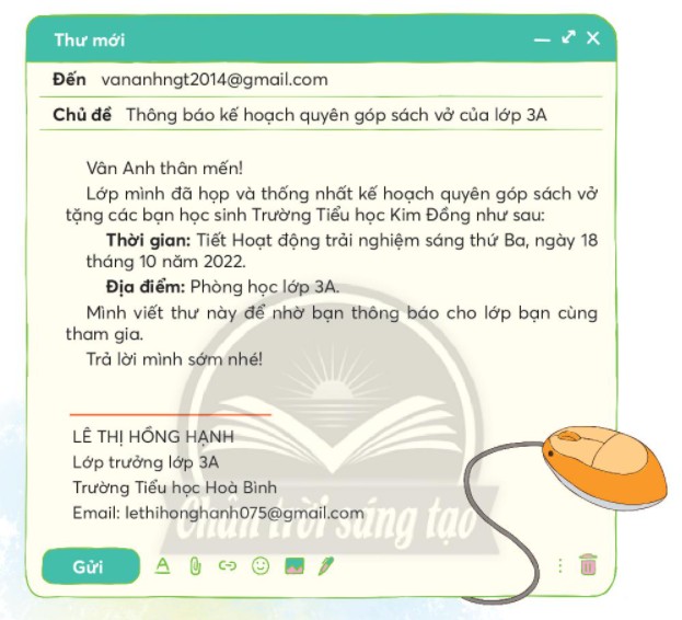 Cấu trúc thư điện tử cơ bản giúp học sinh lớp 3 dễ dàng tiếp cận và thực hành