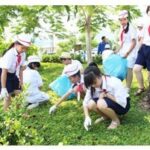 Học sinh tham gia hoạt động trồng cây xanh