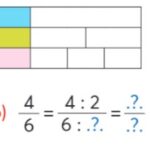 Hình ảnh minh họa các phân số bằng nhau 1/2, 2/4, 3/6, 4/8