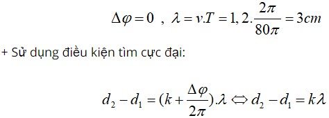 Giải bài tập xác định số điểm cực đại trên đoạn thẳng nối hai nguồn