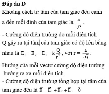Ba điện tích q giống hệt nhau tại ba đỉnh của một tam giác đều