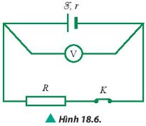 Mạch điện với nguồn, điện trở và vôn kế