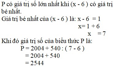 Giá trị lớn nhất của biểu thức P