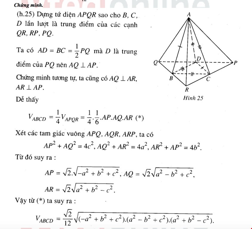 Thể tích khối tứ diện vuông