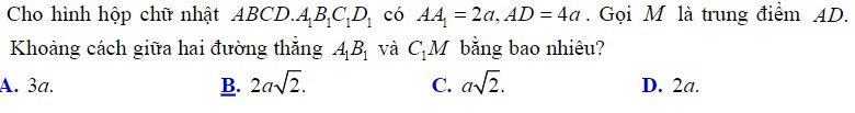 Đề bài tập 5 tính khoảng cách 2 đường thẳng chéo nhau