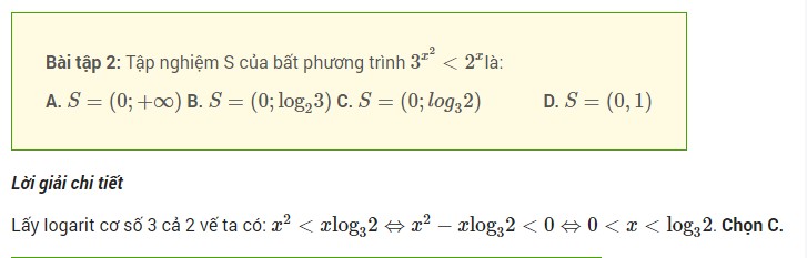 Ví dụ bài tập tìm nghiệm của bất phương trình mũ