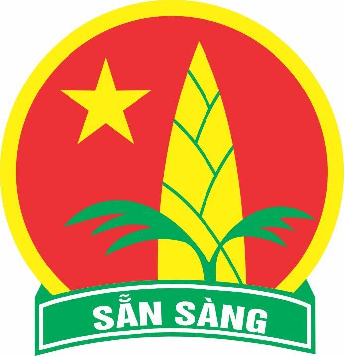 Huy hiệu Đội TNTP Hồ Chí Minh với hình ảnh măng non trên nền cờ đỏ sao vàng