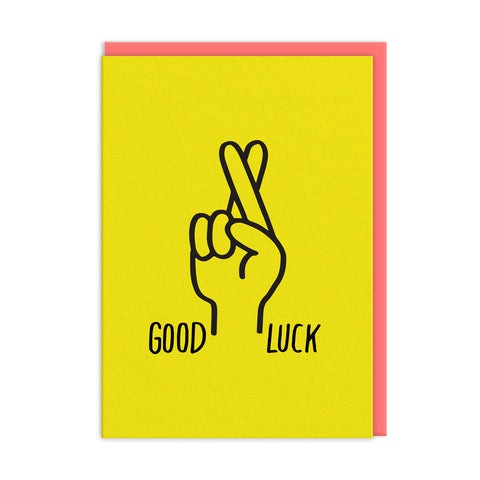 Thiệp chúc may mắn với hình ngón tay chéo nhau Fingers Crossed Good Luck Card