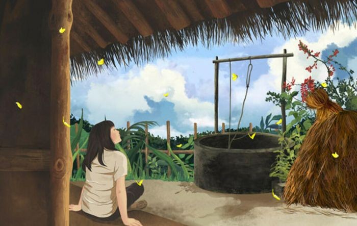 Vầng trăng tròn vành vạnh trong bài thơ Nơi Tuổi Thơ Em