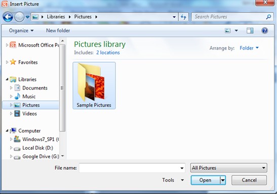 Chọn thư mục chứa hình ảnh cần chèn vào trang chiếu PowerPoint