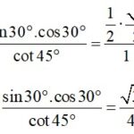 Tam giác đều ABC được sử dụng để tính cos 30 độ, với đường cao AH chia tam giác thành hai tam giác vuông bằng nhau.