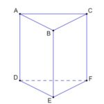 Mặt bên của hình lăng trụ đứng tam giác là hình chữ nhật ABED (ảnh 1)