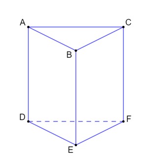Mặt bên của hình lăng trụ đứng tam giác là hình chữ nhật ABED (ảnh 1)