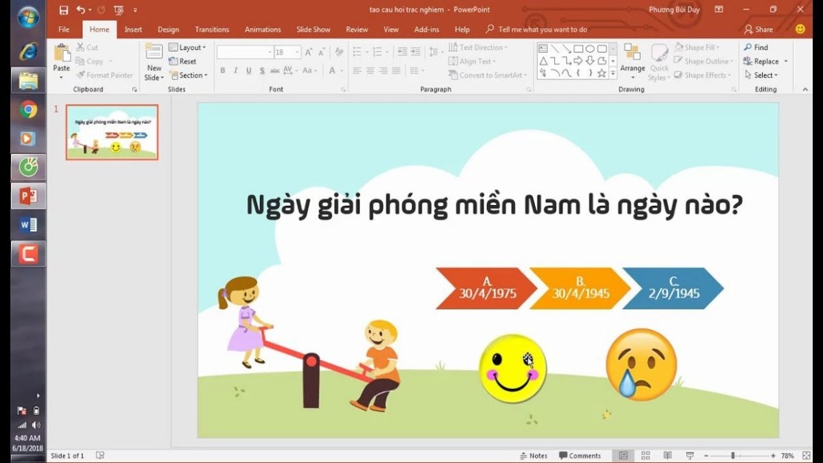 Tiết kiệm thời gian thuyết trình nhờ slide trắc nghiệm Powerpoint