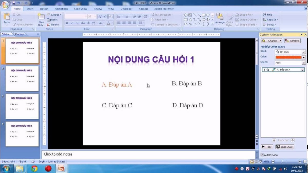 Thu hút sự chú ý bằng slide trắc nghiệm Powerpoint sinh động