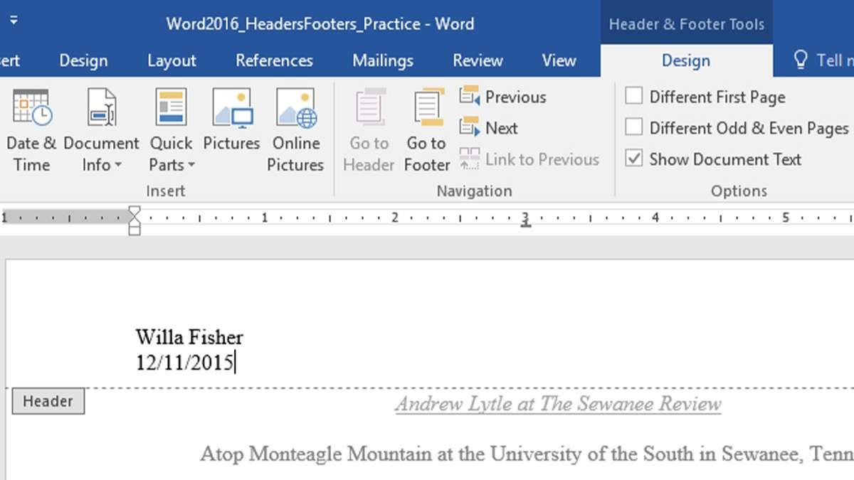Header và Footer trong Word