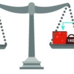 Hình ảnh cân thăng bằng với gạch và quả cân