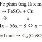 Phản ứng hóa học khi ngâm đinh sắt trong dung dịch CuSO4, minh họa sự thay đổi màu sắc và sự bám đồng lên đinh sắt