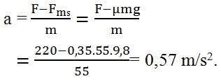 Tính lực ma sát trượt khi đẩy thùng hàng 55kg