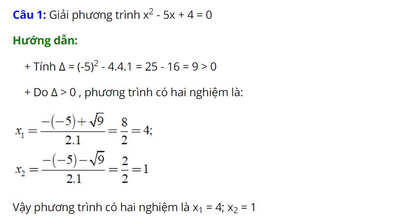Bài tập luyện tập công thức nghiệm