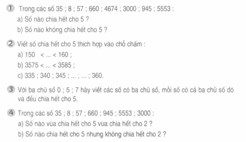 Các bài toán về dấu hiệu chia hết cho 5 thường xuất hiện trong chương trình học toán ở tiểu học và trung học cơ sở