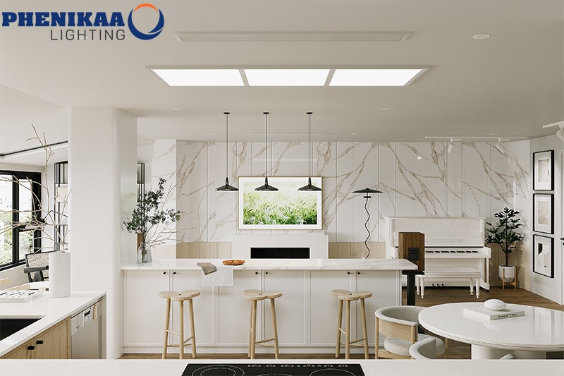 Đèn LED panel còn được ứng dụng trong chiếu sáng cho phòng bếp hiện đại