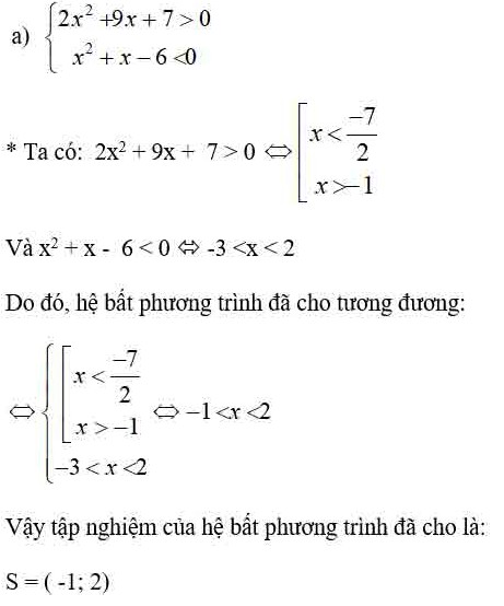 Hướng dẫn giải ví dụ giải hệ bất phương trình bậc 2