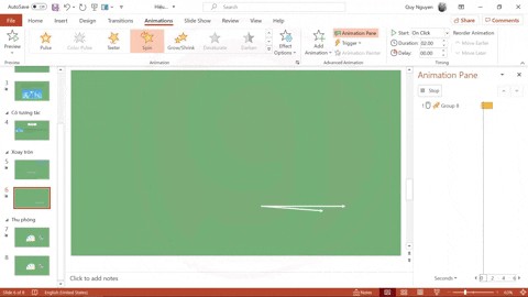 Hiệu ứng mũi tên xoay tròn như kim đồng hồ