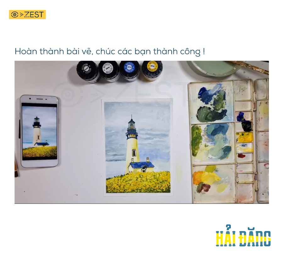 Bức tranh ngọn hải đăng hoàn thiện