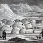Lều tuyết ở vịnh Frobisher, đảo Baffin khoảng năm 1865, thể hiện cấu trúc vững chắc và khả năng bảo vệ tiềm năng trước các yếu tố khắc nghiệt của môi trường.