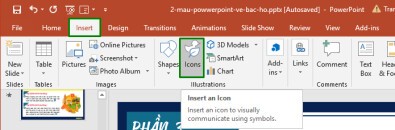 Chèn dấu tích bằng Icons trong PowerPoint