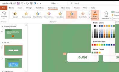 Tùy chọn Effect Options để thay đổi màu sắc của hiệu ứng Fill Color