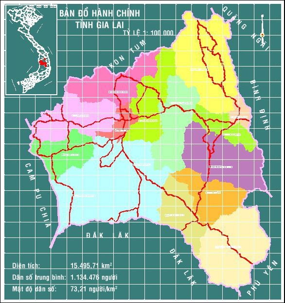 bản đồ hành chính tỉnh gia lai